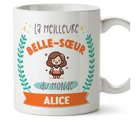 Mugffins Tasses Personnalisables pour BELLE-SŒUR - En Français - Cadeau Personalisé- Meilleur du monde - Avec dessin - 11 oz / 330 ml