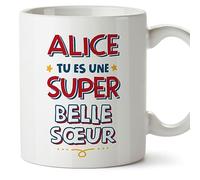 Mugffins Tasses Personnalisables pour BELLE-SŒUR - En Français - Cadeau Personalisé- Tu es Super - 11 oz / 330 ml
