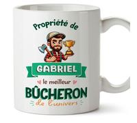 Mugffins Tasses Personnalisables pour BÛCHERON homme - En Français - Cadeau Personalisé- Propriété de - 11 oz / 330 ml