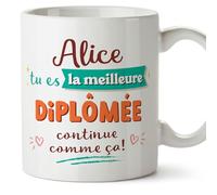 Mugffins Tasses Personnalisables pour DIPLÔMÉE femme - En Français - Cadeau Personalisé- Continue comme ça! - 11 oz / 330 ml