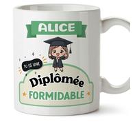 Mugffins Tasses Personnalisables pour DIPLÔMÉE femme - En Français - Cadeau Personalisé- Tu es formidable - Kawaii - 11 oz / 330 ml