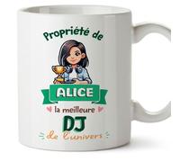 Mugffins Tasses Personnalisables pour DJ femme - En Français - Cadeau Personalisé- Propriété de - 11 oz / 330 ml