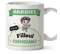 Mugffins Tasses Personnalisables pour FILLEUL - En Français - Cadeau Personalisé- Tu es formidable - Kawaii - 11 oz / 330 ml