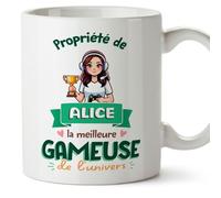 Mugffins Tasses Personnalisables pour GAMEUSE femme - En Français - Cadeau Personalisé- Propriété de - 11 oz / 330 ml