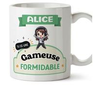 Mugffins Tasses Personnalisables pour GAMEUSE femme - En Français - Cadeau Personalisé- Tu es formidable - Kawaii - 11 oz / 330 ml