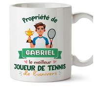 Mugffins Tasses Personnalisables pour JOUEUR DE TENNIS homme - En Français - Cadeau Personalisé- Propriété de - 11 oz / 330 ml