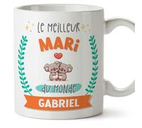 Mugffins Tasses Personnalisables pour MARI/ÉPOUX - En Français - Cadeau Personalisé- Meilleur du monde - Avec dessin - 11 oz / 330 ml