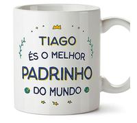Mugffins Tasses Personnalisables pour PARRAIN - En Portugais - Cadeau Personalisé- Melhor do Mundo - 11 oz / 330 ml