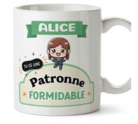 Mugffins Tasses Personnalisables pour PATRONNE femme - En Français - Cadeau Personalisé- Tu es formidable - Kawaii - 11 oz / 330 ml