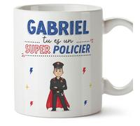 Mugffins Tasses Personnalisables pour POLICIER homme - En Français - Cadeau Personalisé- Tu es Super! - 11 oz / 330 ml