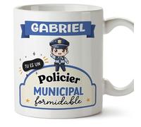 Mugffins Tasses Personnalisables pour POLICIER MUNICIPAL homme - En Français - Cadeau Personalisé- Tu es formidable - Kawaii - 11 oz / 330 ml