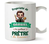 Mugffins Tasses Personnalisables pour PRÊTRE homme - En Français - Cadeau Personalisé- Propriété de - 11 oz / 330 ml