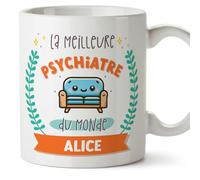Mugffins Tasses Personnalisables pour PSYCHIATRE femme - En Français - Cadeau Personalisé- Meilleur du monde - Avec dessin - 11 oz / 330 ml