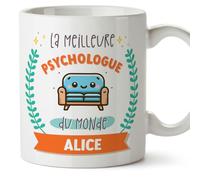 Mugffins Tasses Personnalisables pour PSYCHOLOGUE femme - En Français - Cadeau Personalisé- Meilleur du monde - Avec dessin - 11 oz / 330 ml