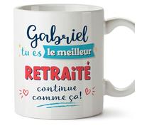Mugffins Tasses Personnalisables pour RETRAITÉ homme - En Français - Cadeau Personalisé- Continue comme ça! - 11 oz / 330 ml