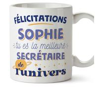 Mugffins Tasses Personnalisables pour SECRÉTAIRE femme - En Français - Cadeau Personalisé- Meilleur de l'univers - 11 oz / 330 ml