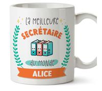 Mugffins Tasses Personnalisables pour SECRÉTAIRE femme - En Français - Cadeau Personalisé- Meilleur du monde - Avec dessin - 11 oz / 330 ml
