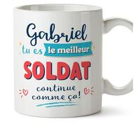 Mugffins Tasses Personnalisables pour SOLDAT homme - En Français - Cadeau Personalisé- Continue comme ça! - 11 oz / 330 ml