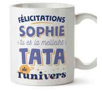 Mugffins Tasses Personnalisables pour TANTE/TATA - En Français - Cadeau Personalisé- Meilleur de l'univers - 11 oz / 330 ml