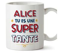Mugffins Tasses Personnalisables pour TANTE/TATA - En Français - Cadeau Personalisé- Tu es Super - 11 oz / 330 ml