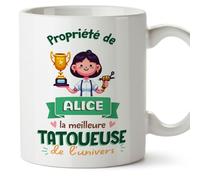 Mugffins Tasses Personnalisables pour TATOUEUSE femme - En Français - Cadeau Personalisé- Propriété de - 11 oz / 330 ml