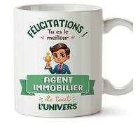 Mugffins Tasses pour AGENT IMMOBILIER - En Français - Cadeau original homme - Meilleur Univers Trophée - 11 oz / 330 ml
