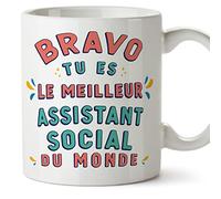 Mugffins Tasses pour ASSISTANT SOCIAL - En Français - Cadeau original pour ASSISTANT SOCIAL homme - Bravo tu es le meilleur - 11 oz / 330 ml