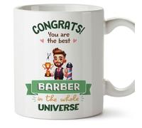 Mugffins Tasses pour BARBIER - En Anglais - Cadeau original homme - Best in Universe Trophy - 11 oz / 330 ml