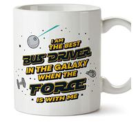 Mugffins Tasses pour CHAUFFEUSE DE BUS - En Anglais - Cadeau original pour CHAUFFEUSE DE BUS - Best in The Galaxy The Force is With Me - 11 oz / 330 ml