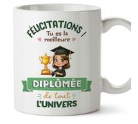 Mugffins Tasses pour DIPLÔMÉE - En Français - Cadeau original femme - Meilleur Univers Trophée - 11 oz / 330 ml