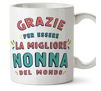 Mugffins Tasses pour GRAND-MÈRE/MAMIE - En Italien - Cadeau original fete des GRANDS-MÈRES - Grazie per essere il miglior - 11 oz / 330 ml - cadeau original