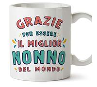 Mugffins Tasses pour GRAND-PÈRE/PAPY - En Italien - Cadeau original fete des GRANDS-PÈRES - Grazie per essere il miglior - 11 oz / 330 ml - cadeau original