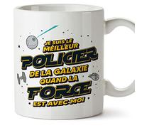 Mugffins Tasses pour POLICIER - En Français - Cadeau original pour POLICIER homme - Meilleur de Galaxie Quand Force Avec Moi - 11 oz / 330 ml
