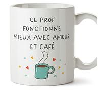 Mugffins Tasses pour PROFESSEUR - En Français - Cadeau original homme - Avec amour et café - 11 oz / 330 ml