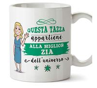 Mugffins Zia Tazza/Mug - Questa Tazza Appartiene Alla Miglior Zia dell'Universo - Idea Regalo Originale di Compleanno - Tazza Migliore Zia in Ceramica