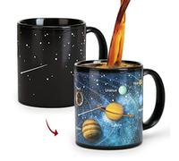 Mugkiss Mug à café en céramique sensible à la chaleur - Tasse magique à thé - Constellation - Cadeau d'anniversaire - Couple - Bleu - Système solaire