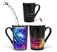 MUGKISS Tasse à café chauffante en céramique avec gravure constellation - 355 ml - Style novateur - Cadeau pour la famille et les amoureux - Motif : pisces))