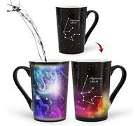 MUGKISS Tasse à café en céramique avec constellation à changement de couleur - 340 ml - Cadeau d'anniversaire pour elle et lui - Janvier et février