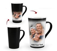 MUGKISS Tasse à café personnalisée de 355 ml avec texte personnalisé et photos apparaissant sur les deux côtés avec liquide chaud (F 16oz)