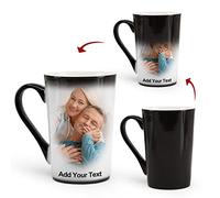 MUGKISS Tasse à café personnalisée de 355 ml avec texte personnalisé et photos apparaissant sur les deux côtés avec liquide chaud (F 12oz)