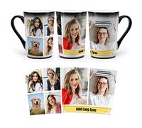 MUGKISS Tasse personnalisée, tasses personnalisées à changement de couleur, avec 6 images collage, tasse à café magique avec photo, nom, texte, cadeaux pour lui, elle