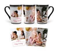 MUGKISS Tasse personnalisée, tasses personnalisées à changement de couleur, collage avec 2 images, tasse à café magique avec photo, nom, texte, cadeaux pour lui, elle