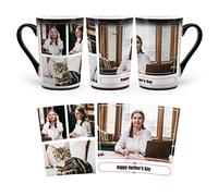 MUGKISS Tasse personnalisée, tasses personnalisées à changement de couleur, collage avec 4 images, tasse à café magique avec photo, nom, texte, cadeaux pour lui, elle