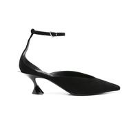 Mugler - Bride de Cheville en Cuir de Veau Noir en Daim - Femme - Chaussures - Noir - Taille: 39 1/2 EU