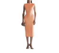 Mugler - Robe genou sans manches en satin Duchesse - Femme - Robes - Beige - Taille: 34 FR
