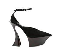 Mugler - Talon Sculpté en Daim Noir Bride de Cheville - Femme - Chaussures - Noir - Taille: 40 EU