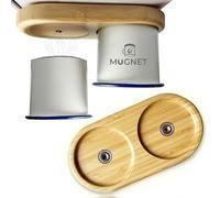 MUGNET Porte-Tasses magnétique pour Tasses émaillées - Support en Bambou pour 2 Tasses - Fixation Stable pour Camping-Car, Vanlife, Bateau et Tiny House