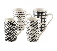 Mugs 450ml noir & blanc - lot de 4