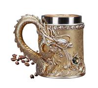 Mugs À Café En Métal | Vaisselle À Boire Chinoise Rétro Embossée | Mugs Dragon Amusants Décor De Table Basse,Pour Hommes Femmes Maison Bureau École Anniversaire Nouvel An Thé Eau