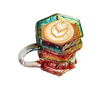 Mugs À Café En Verre - Tasses Empilables En Forme De Livre Avec Peinture 3D Résistante Chaleur | Mug en Verre à Poignée avec Dégradé de Couleurs,pour Eau Café Froid Noël Anniversaire Voyage Maison Lat